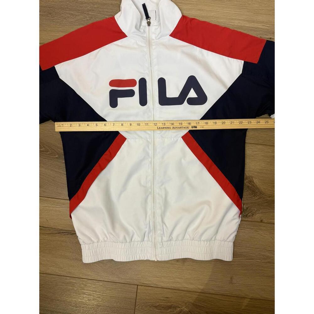 FILA VTG Jacket Mens Sm White Navy Red Full Zip Colorblock Logo Track Athletic - Picture 8 of 9
